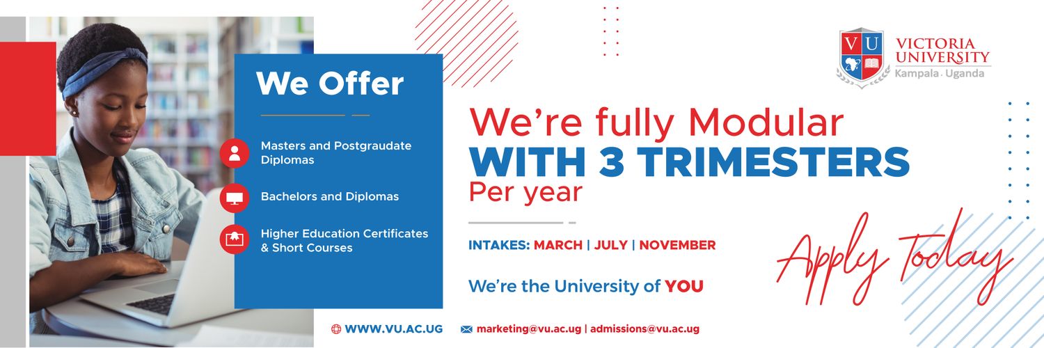 Victoria University, Kampala's banner