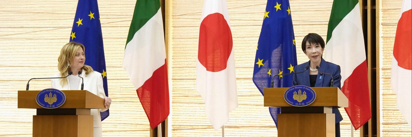 Italy in Japan's banner