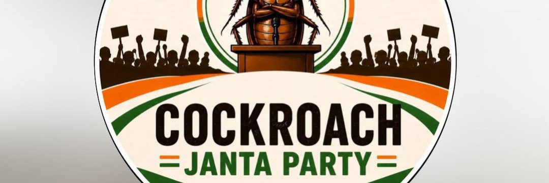 ‘Cockroach Janata Party’'s banner