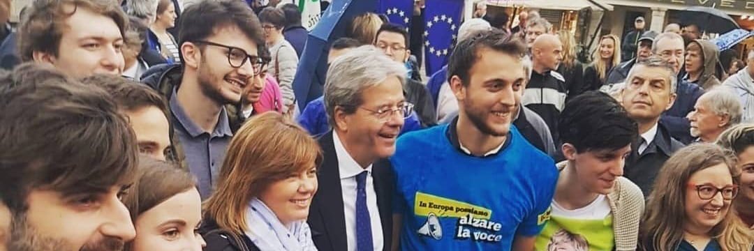 Paolo Gentiloni's banner