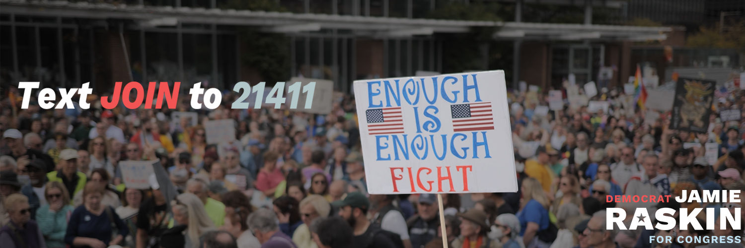 Jamie Raskin's banner