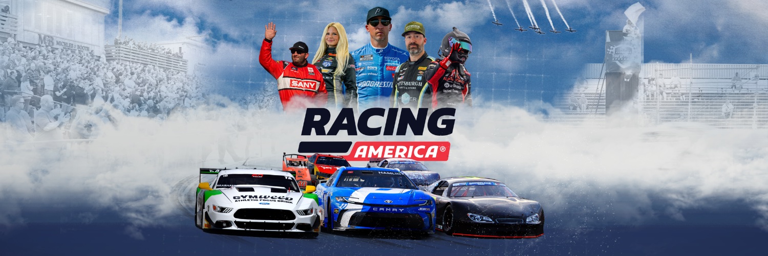 Racing America's banner