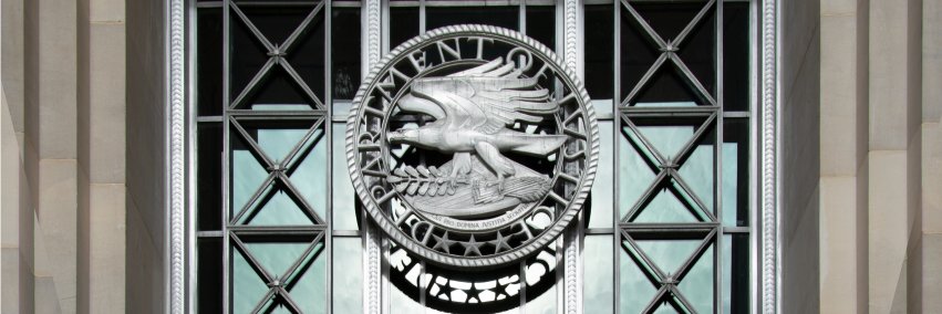 U.S. Department of Justice's banner