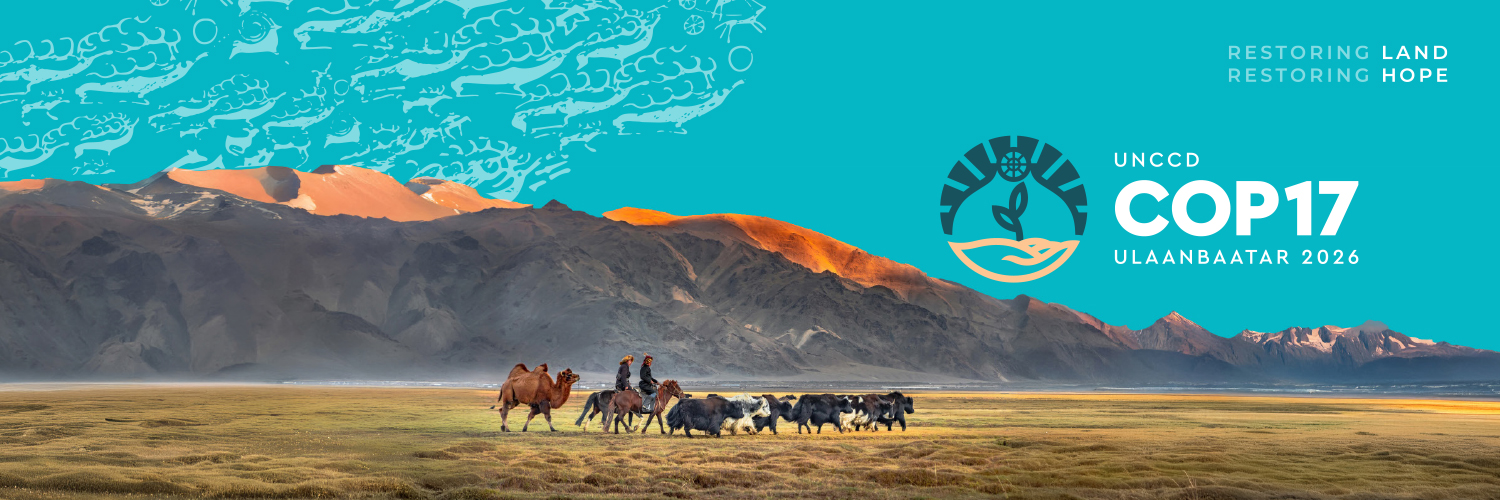 UN Land and Drought's banner