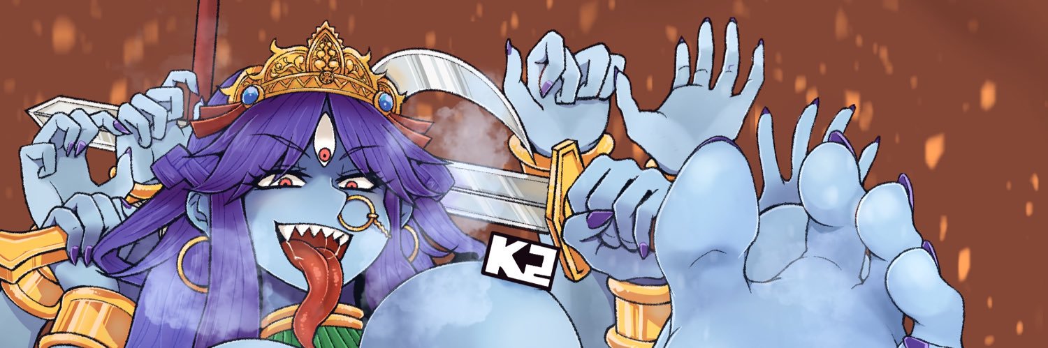 К2/ケツ山/青肌銀髪黒白目眼鏡ギザ歯サキュバスギャル委員長JK's banner