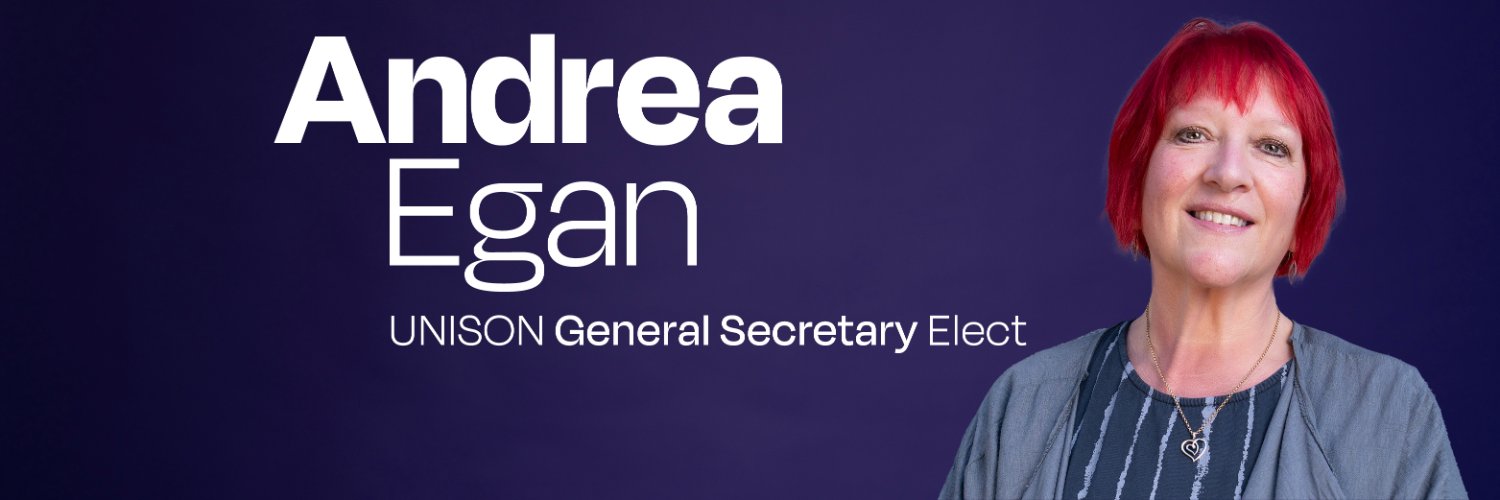 Andrea Egan UNISON General Secretary's banner