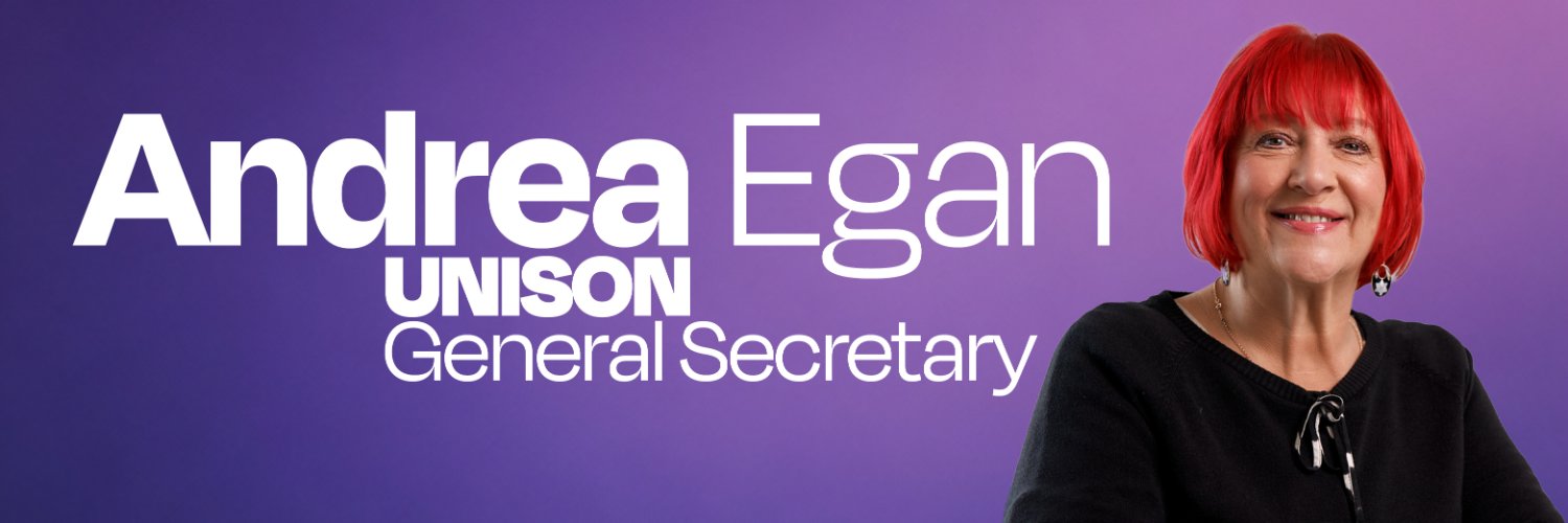 Andrea Egan UNISON General Secretary's banner