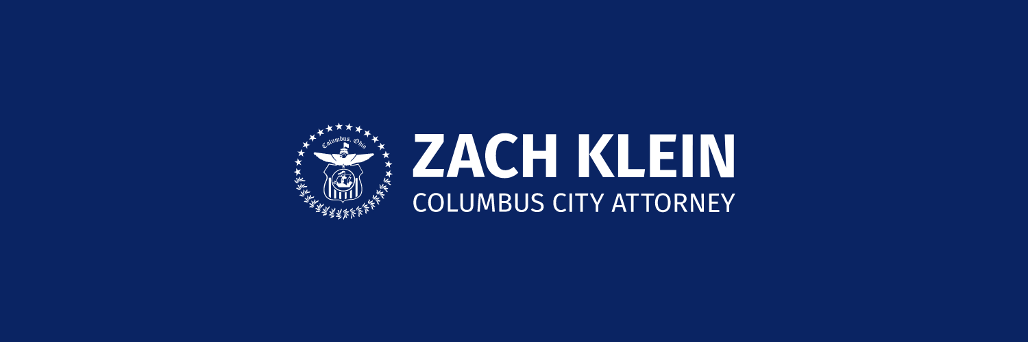 Columbus City Attorney Zach Klein's banner
