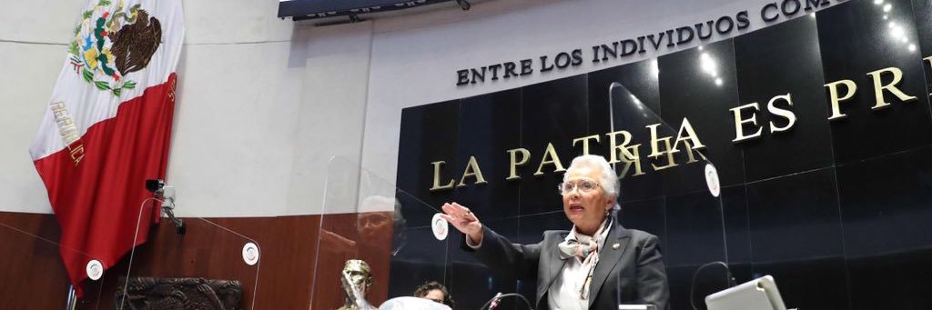 Olga Sánchez Cordero's banner