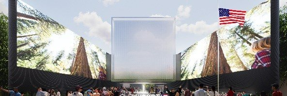 USA Pavilion's banner